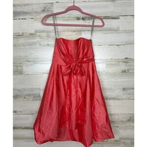 De Laru Women’s Size 4 Coral Strapless Bow Mini Prom Dress Formal Wedding bow